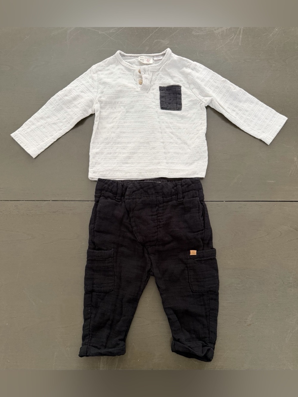 Zara Babyboy Boys 6/9 Months Black & White Set